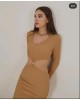 Γυναικείο Φόρεμα Cut-Out Καφέ - 039