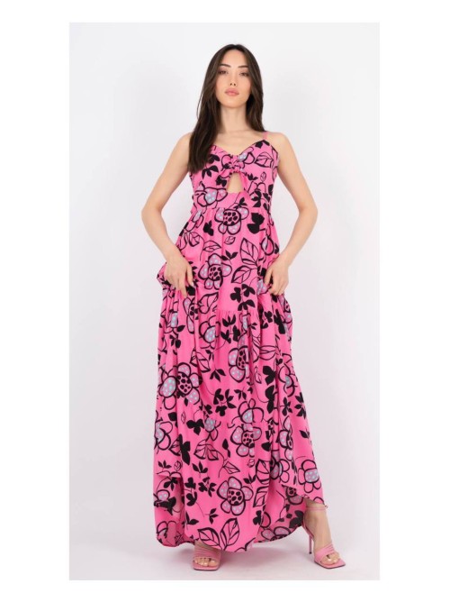Γυναικείο Maxi Φόρεμα Floral Ροζ - 046