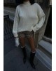 Πλεκτό Oversized Πουλόβερ Άσπρο - 130