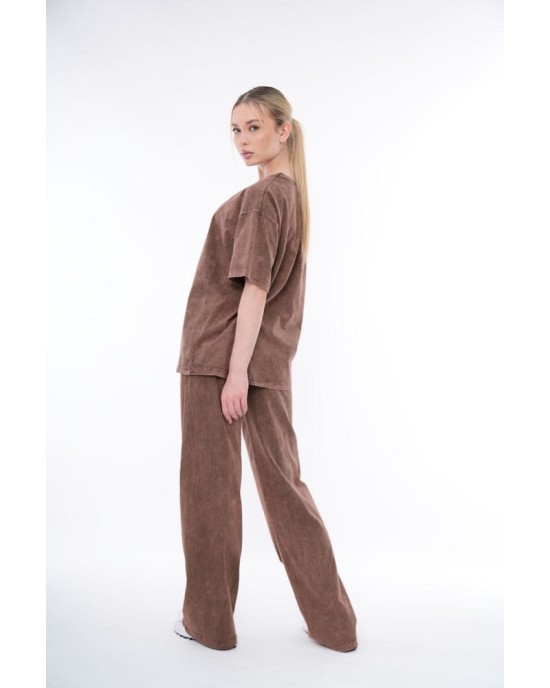 Καφέ Πλυμένο Σετ Φόρμας “Cute and Cozy”-226