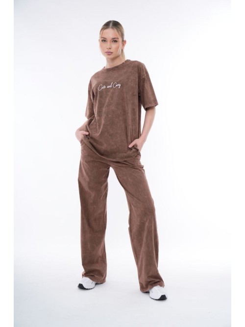 Καφέ Πλυμένο Σετ Φόρμας “Cute and Cozy”-226