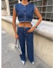 Γυναικείο Τζιν Σετ Crop Top & Wide Leg Παντελόνι-264
