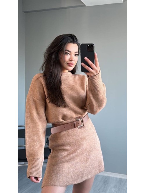 Πλεκτό Σετ Φούστα & Μπλούζα – Cozy Chic Style- 306