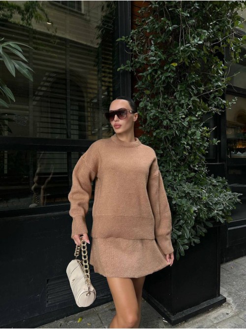 Πλεκτό Σετ Φούστα & Μπλούζα – Cozy Chic Style- 306