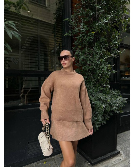 Πλεκτό Σετ Φούστα & Μπλούζα – Cozy Chic Style- 306