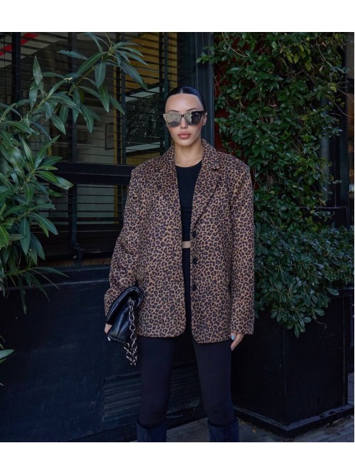 ELENA Leopard Oversized Blazer- 334