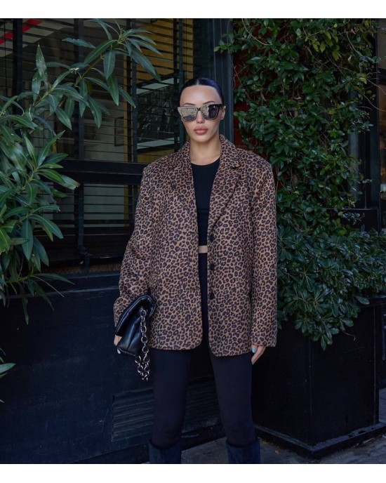 ELENA Leopard Oversized Blazer- 334
