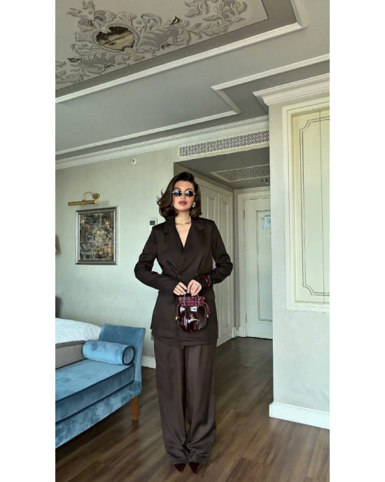 Καφέ Γυναικείο Κοστούμι Elegant Tailored- 391