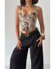 Floral Corset Top με Λουλουδάτο Print & Δεσίματα- 418