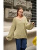 Λαδί Πλεκτό Πουλόβερ με V Λαιμόκοψη – Oversized Fit- 360