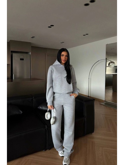 Γκρι Σετ Φόρμας με Κουκούλα – Premium Comfort Fit- 357