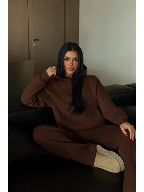 Καφέ Σετ Φόρμας με Κουκούλα – Premium Comfort Fit- 359