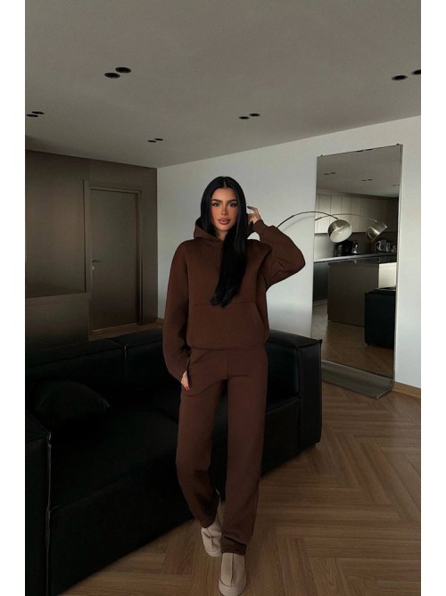Καφέ Σετ Φόρμας με Κουκούλα – Premium Comfort Fit- 359