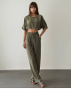 Olive Breeze Crop Blouse- 402