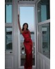 Red Satin Halter Gown- 336