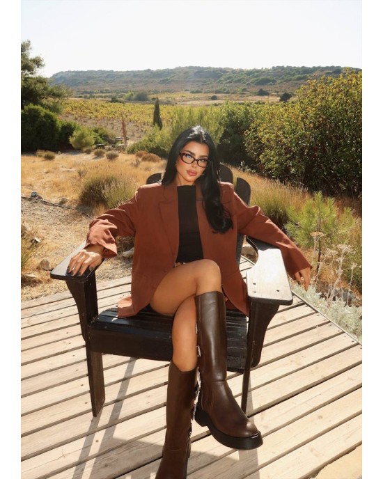 Oversized Camel Blazer Γυναικείο | Premium Καμηλό Σακάκι- 338