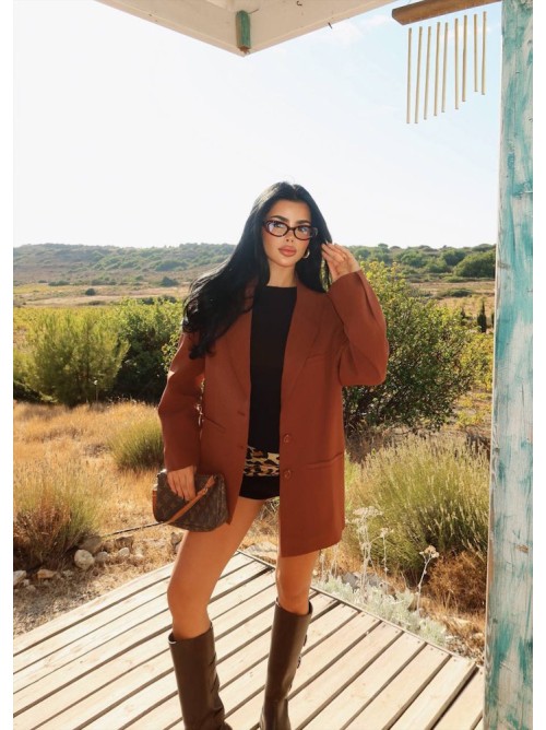 Oversized Camel Blazer Γυναικείο | Premium Καμηλό Σακάκι- 338