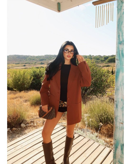 Oversized Camel Blazer Γυναικείο | Premium Καμηλό Σακάκι- 338