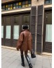 Oversized Καφέ Δερμάτινο Jacket με Ψηλό Γιακά- 382