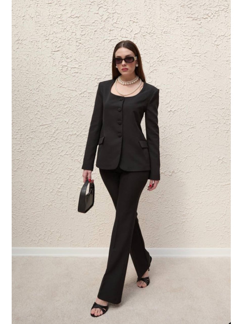 Μαύρο Γυναικείο Κοστούμι Elegant Slim Fit- 392