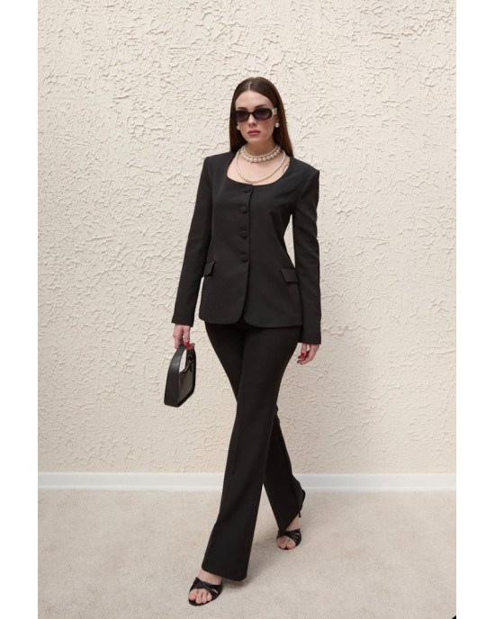 Μαύρο Γυναικείο Κοστούμι Elegant Slim Fit- 392