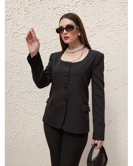 Μαύρο Γυναικείο Κοστούμι Elegant Slim Fit- 392