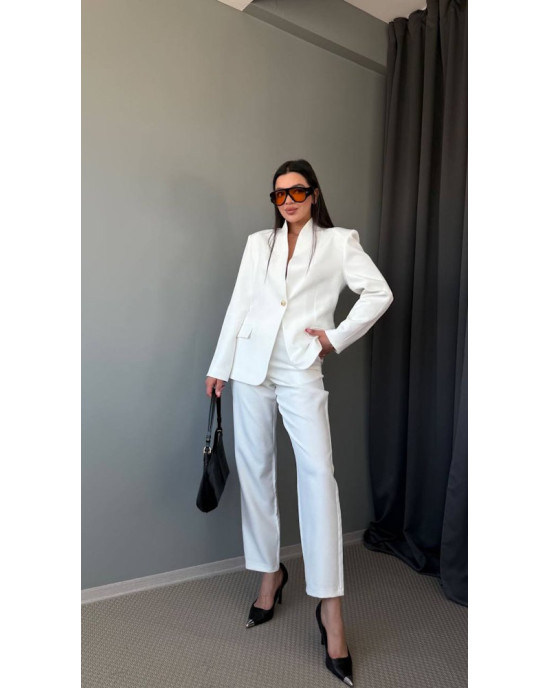 Λευκό Κοστούμι Γυναικείο Elegant Chic- 390