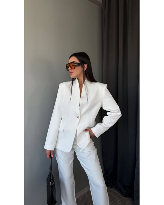 Λευκό Κοστούμι Γυναικείο Elegant Chic- 390