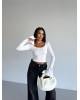 Μπλούζα Crop Top με Μακρύ Μανίκι – Άσπρο- 275