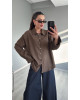 Oversized Velvet Touch Mocha Shirt- 324