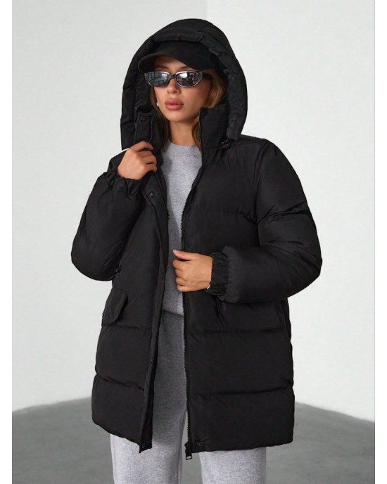 Black Oversized Puffer Jacket – Γυναικείο Φουσκωτό Μπουφάν- 345