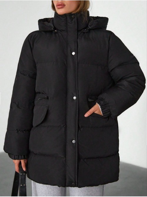 Black Oversized Puffer Jacket – Γυναικείο Φουσκωτό Μπουφάν- 345