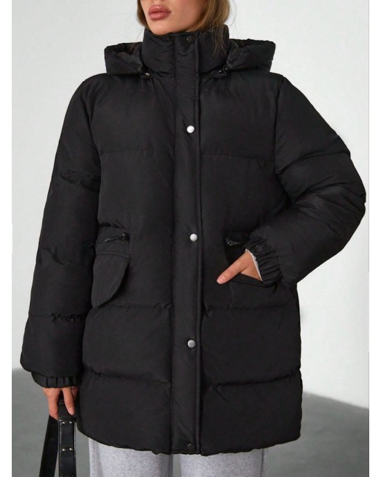 Black Oversized Puffer Jacket – Γυναικείο Φουσκωτό Μπουφάν- 345