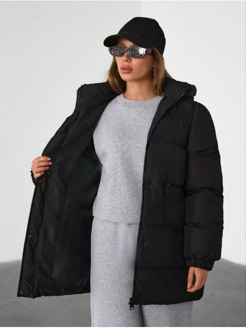 Black Oversized Puffer Jacket – Γυναικείο Φουσκωτό Μπουφάν- 345