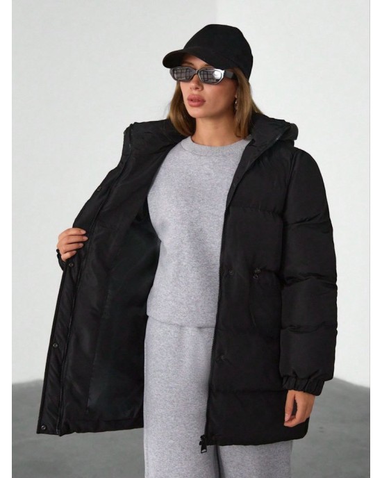 Black Oversized Puffer Jacket – Γυναικείο Φουσκωτό Μπουφάν- 345
