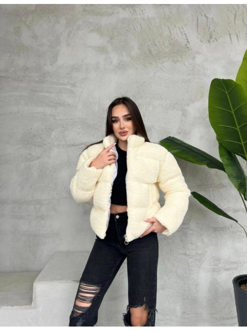 Γυναικείο Πουπουλένιο Jacket Sherpa – Μαύρο, Μπεζ, Εκρού- 347