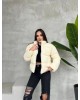 Γυναικείο Πουπουλένιο Jacket Sherpa – Μαύρο, Μπεζ, Εκρού- 347