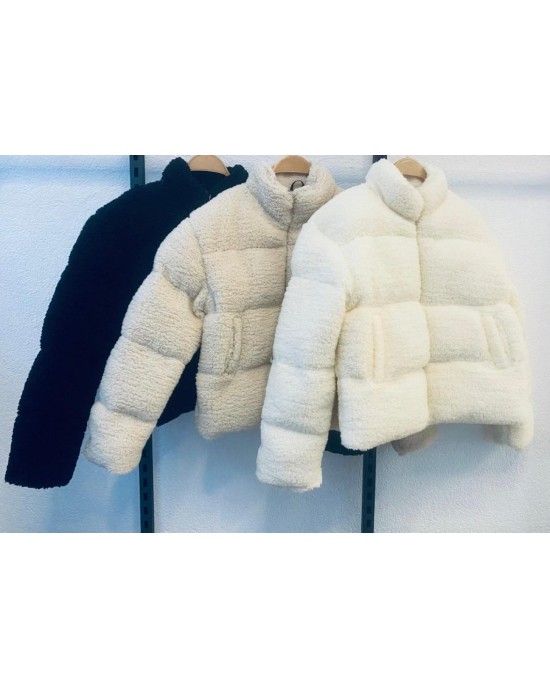 Γυναικείο Πουπουλένιο Jacket Sherpa – Μαύρο, Μπεζ, Εκρού- 347