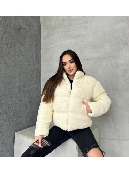 Γυναικείο Πουπουλένιο Jacket Sherpa – Μαύρο, Μπεζ, Εκρού- 347