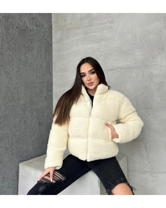 Γυναικείο Πουπουλένιο Jacket Sherpa – Μαύρο, Μπεζ, Εκρού- 347