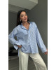 Ριγέ Πουκάμισο Oversized με Τσέπες- 395