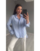 Ριγέ Πουκάμισο Oversized με Τσέπες- 395